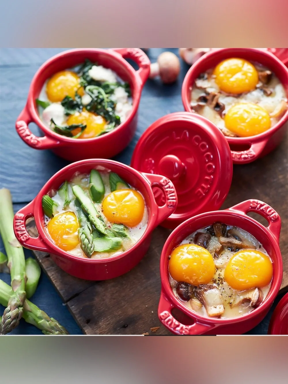 STAUB Trio of petite ceramic Dutch ovens Red NWT (#bin zap)